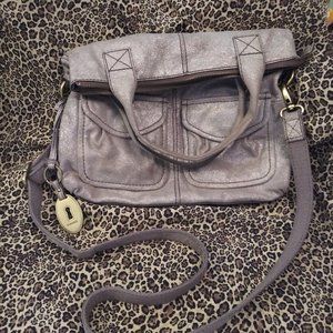 2034 Fossil Fold Over Shimmer Shoulder Bag